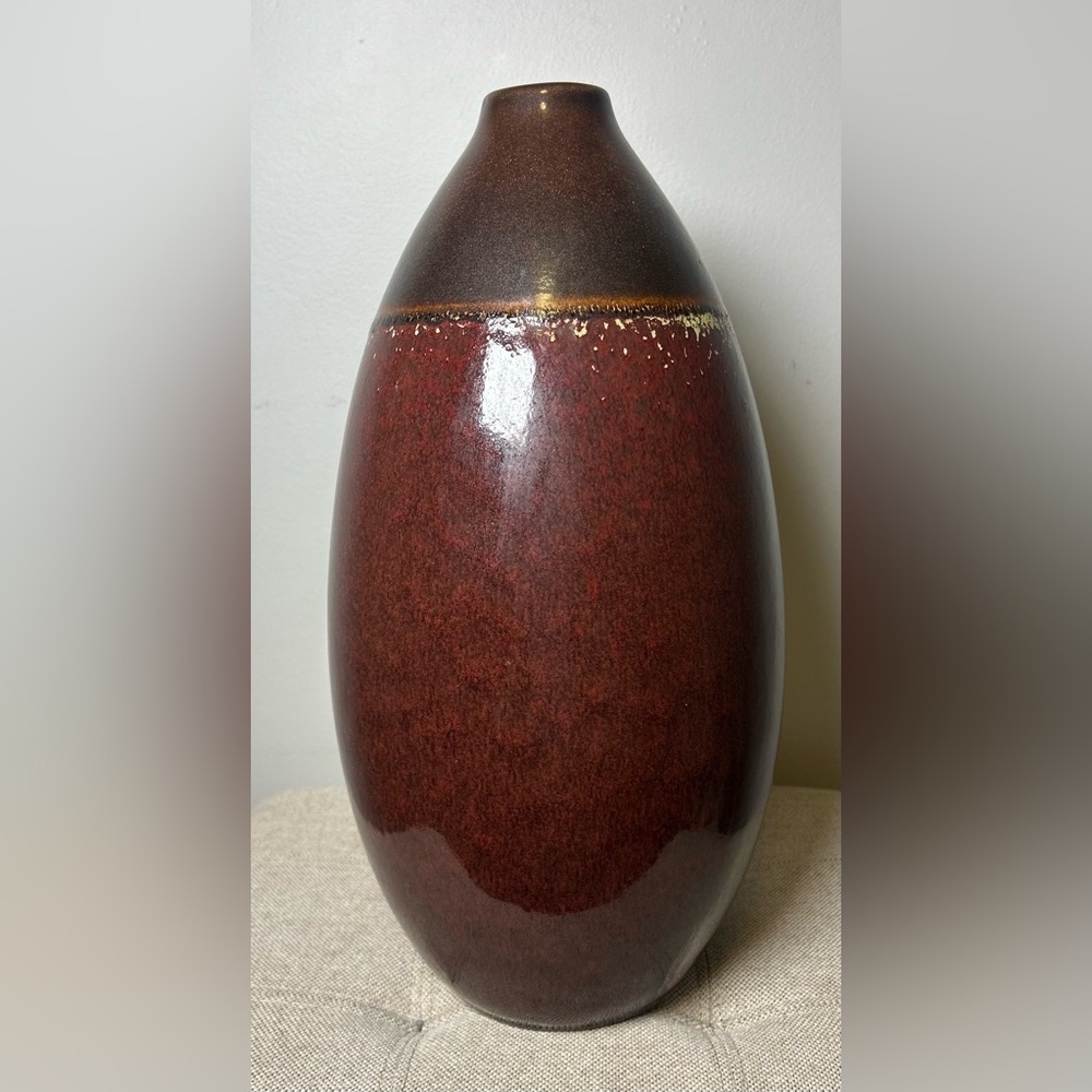 CMC Japan Decorative Vase Ceramic Red and Brown Ombré Glossy Sparkle